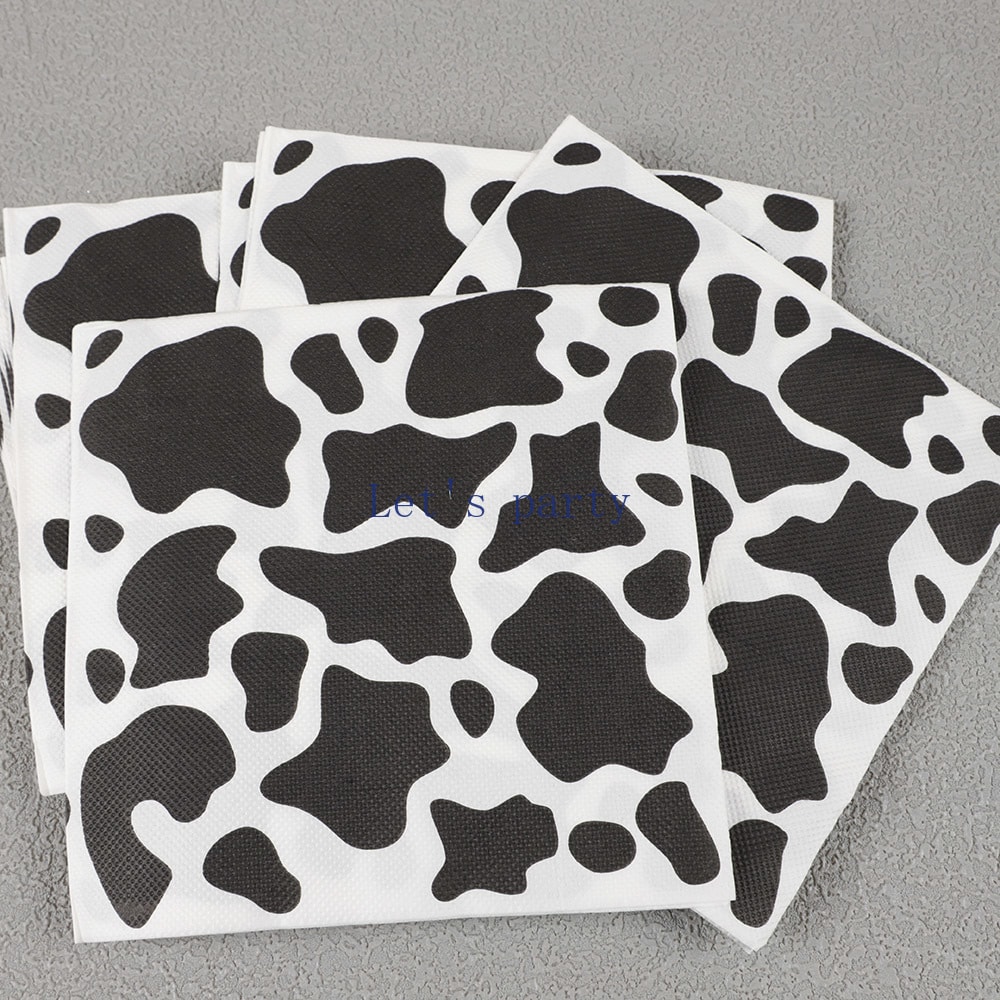 Black & White cow theme party supplies with Paper Napkins & Straws for Birthdays & Baby Showers
