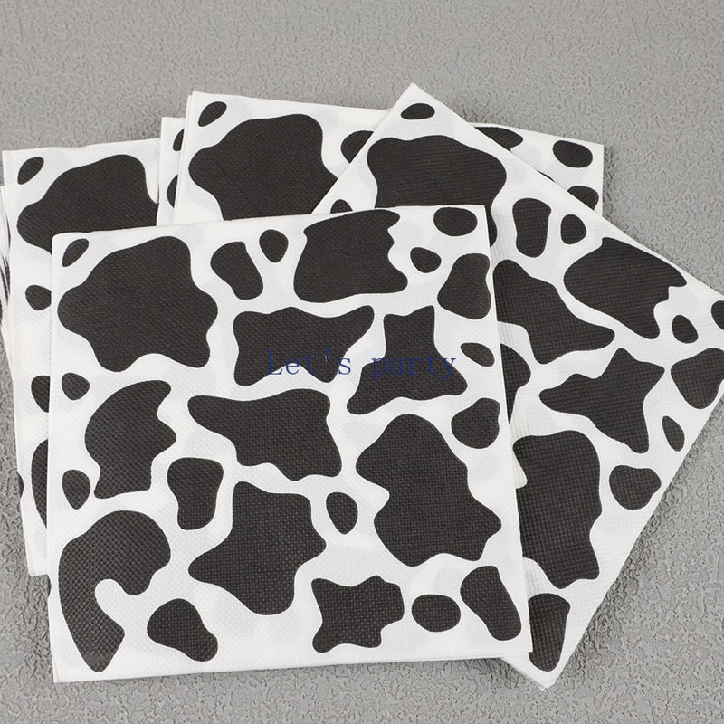 Black & White cow theme party supplies with Paper Napkins & Straws for Birthdays & Baby Showers