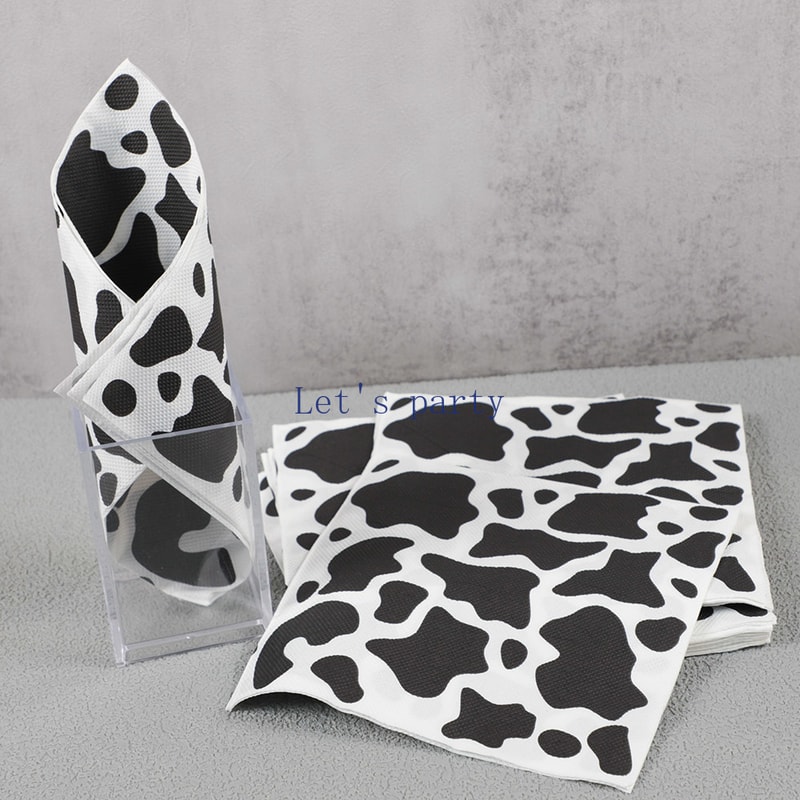 Black & White cow theme party supplies with Paper Napkins & Straws for Birthdays & Baby Showers