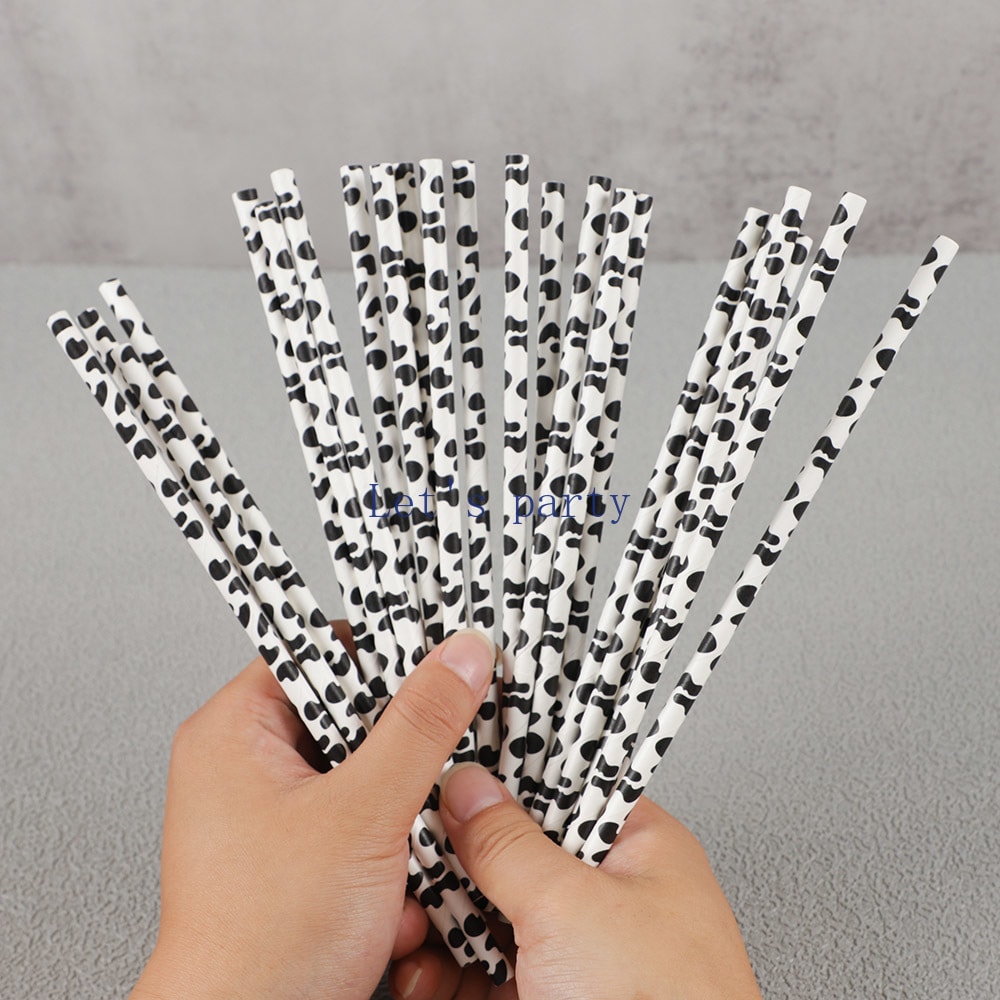 Black & White cow theme party supplies with Paper Napkins & Straws for Birthdays & Baby Showers