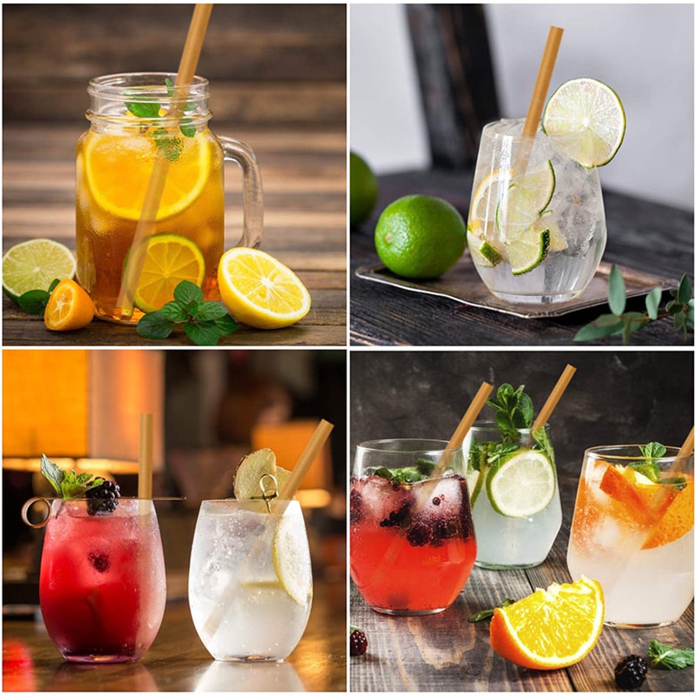 Compostable Sugar Cane Straws Biodegradable Drinking & Eco Friendly Cocktail Straws
