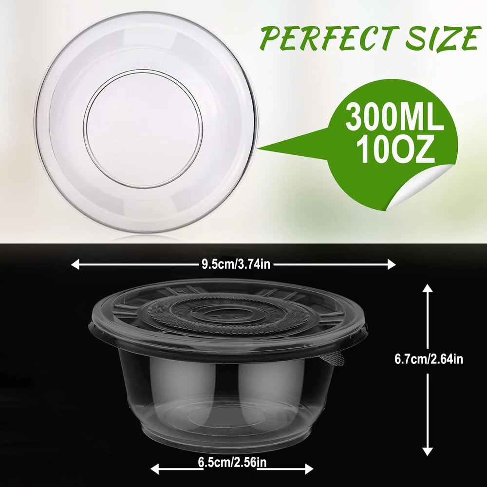 Premium Disposable Plastic Bowl With Lid Leak Resistant Soup Meal Container 2