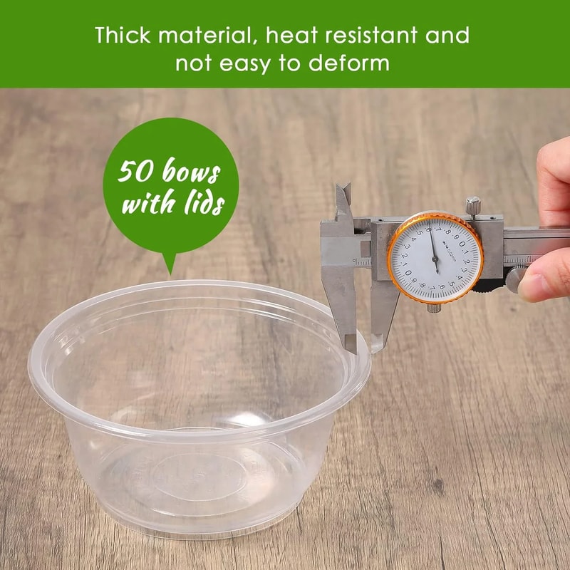 Premium Disposable Plastic Bowl With Lid Leak Resistant Soup Meal Container 3