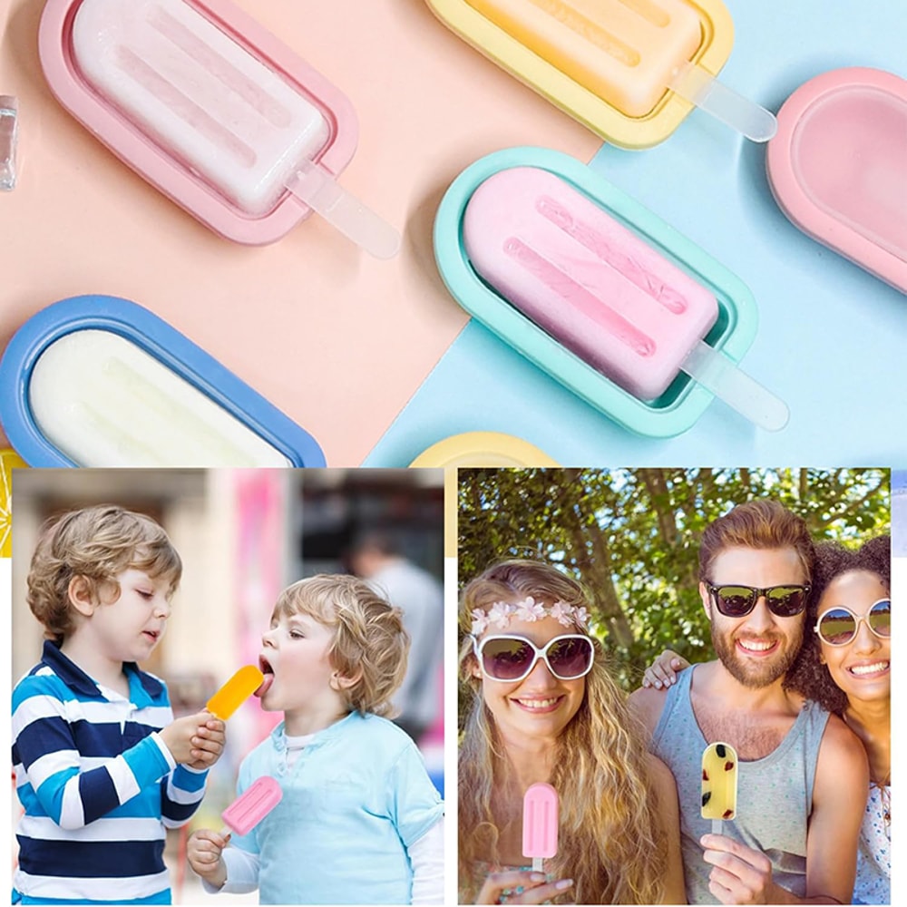 Silicone Popsicle Molds Set Reusable Ice Pop Molds for DIY Ice Cream Maker