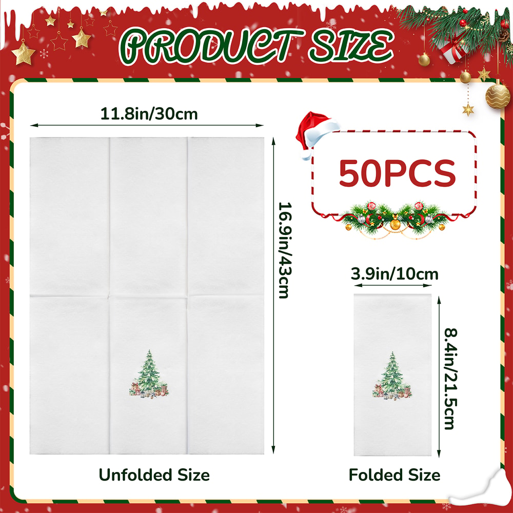 Linen Feel Disposable Christmas Napkins With Tree Design 1
