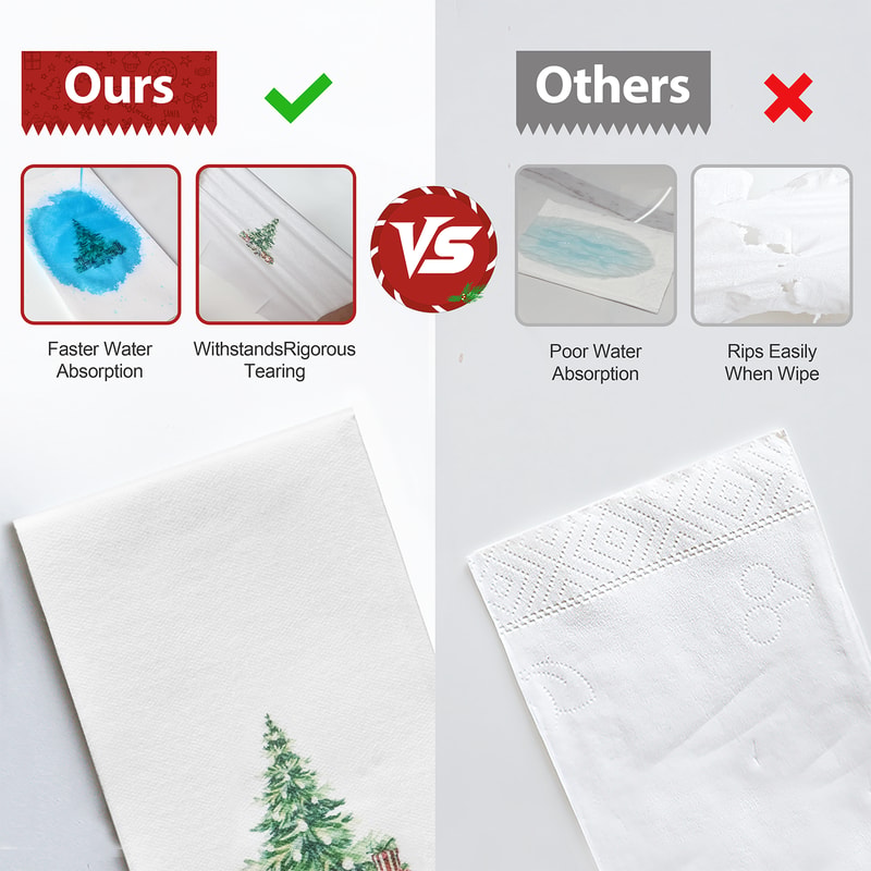 Linen Feel Disposable Christmas Napkins With Tree Design 3