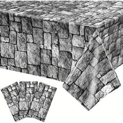 medieval castle stone wall plastic party table cover for halloween, graduation & themed events
