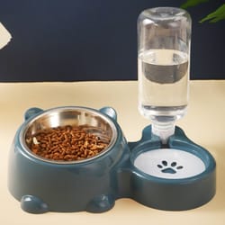 automatic pet water dispenser feeder bowl stainless steel dog & cat feeding station