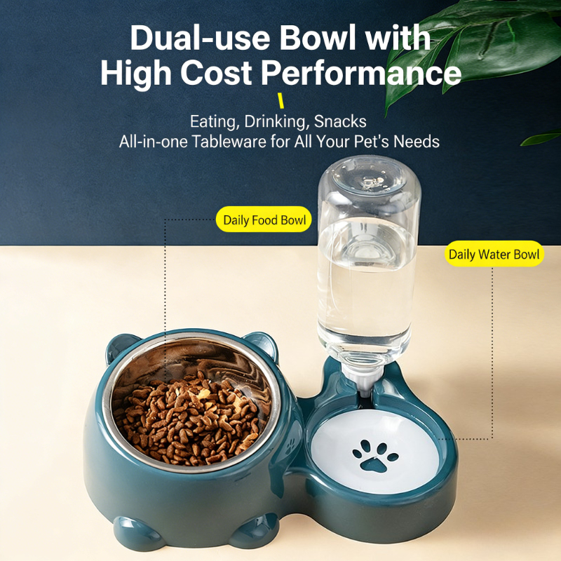 Automatic Pet Water Dispenser Feeder Bowl Stainless Steel Dog & Cat Feeding Station