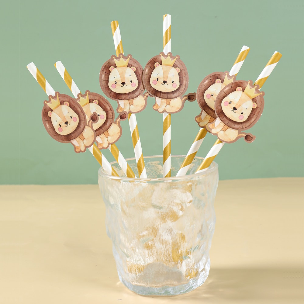 Safari Animal Paper Drinking Straws Party Pack Jungle Wild One Birthday Decor 1