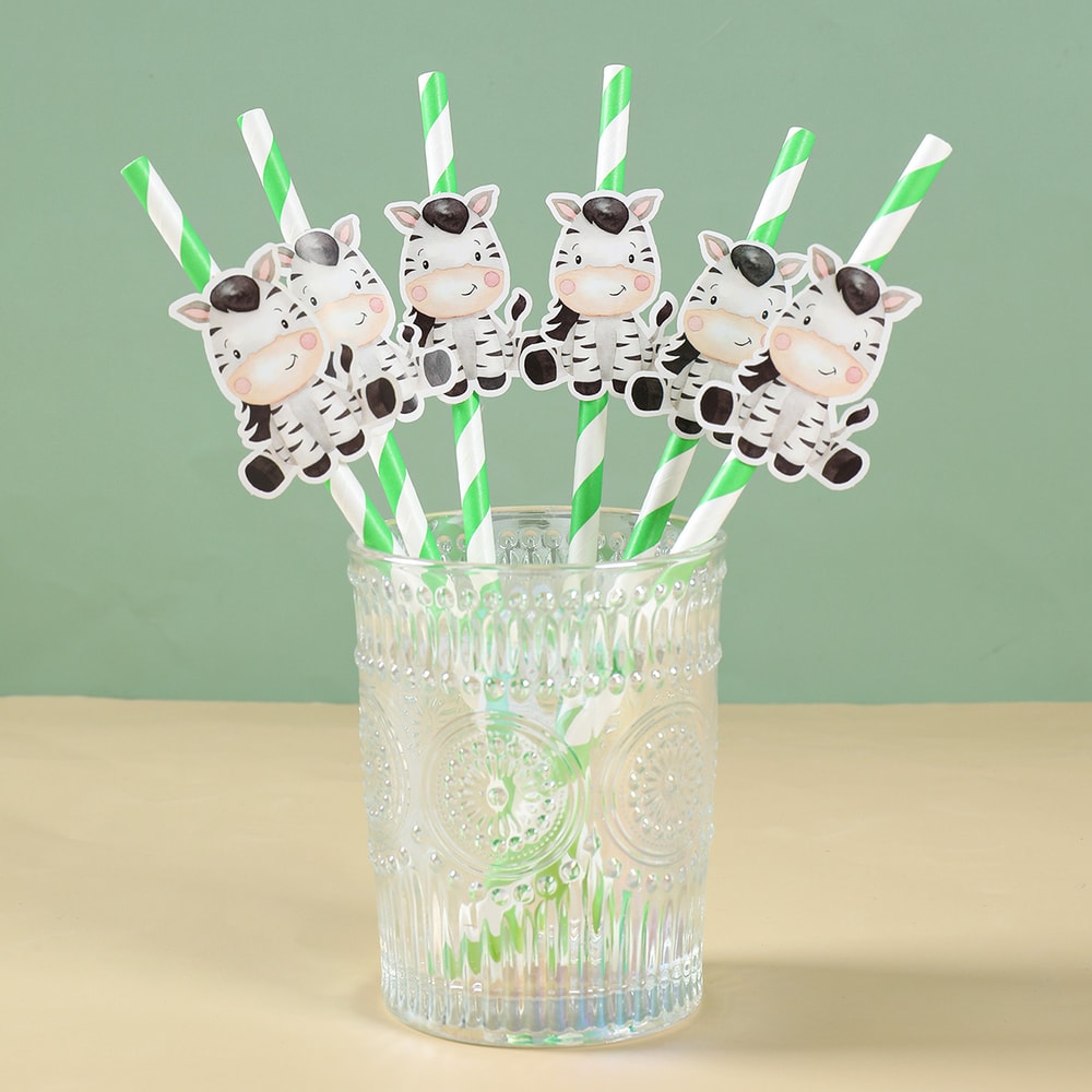 Safari Animal Paper Drinking Straws Party Pack Jungle Wild One Birthday Decor 3