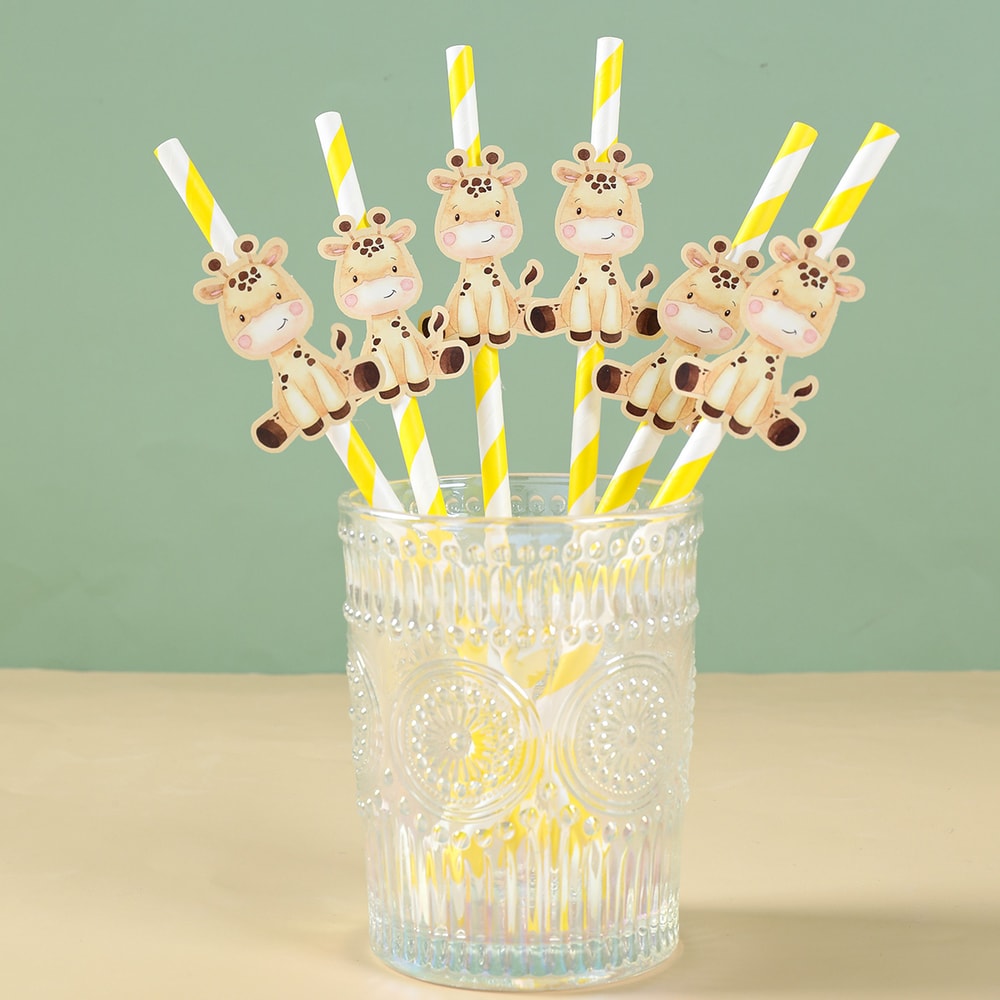 Safari Animal Paper Drinking Straws Party Pack Jungle Wild One Birthday Decor 4