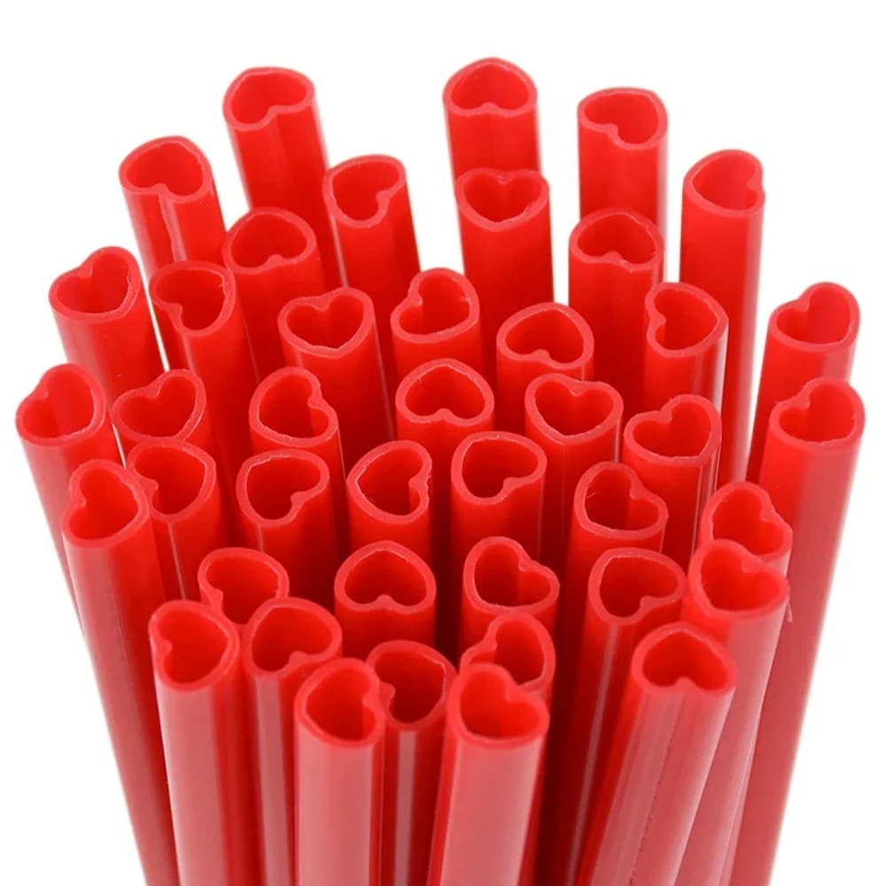 Heart Shaped Drinking Straws Cute Disposable Party Wedding Valentine Supplies 6