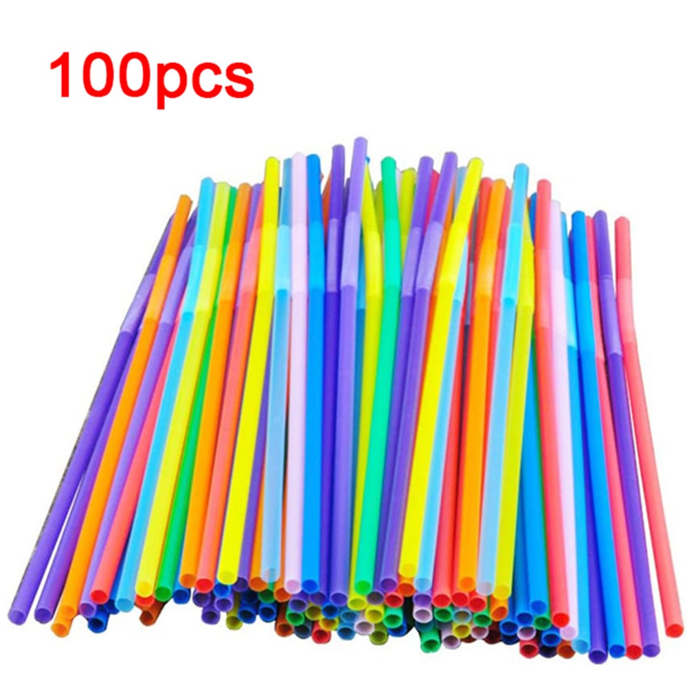 Premium Party Disposable Bendable Plastic Straws Pack