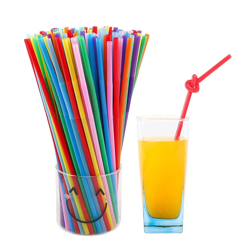 Premium Party Disposable Bendable Plastic Straws Pack