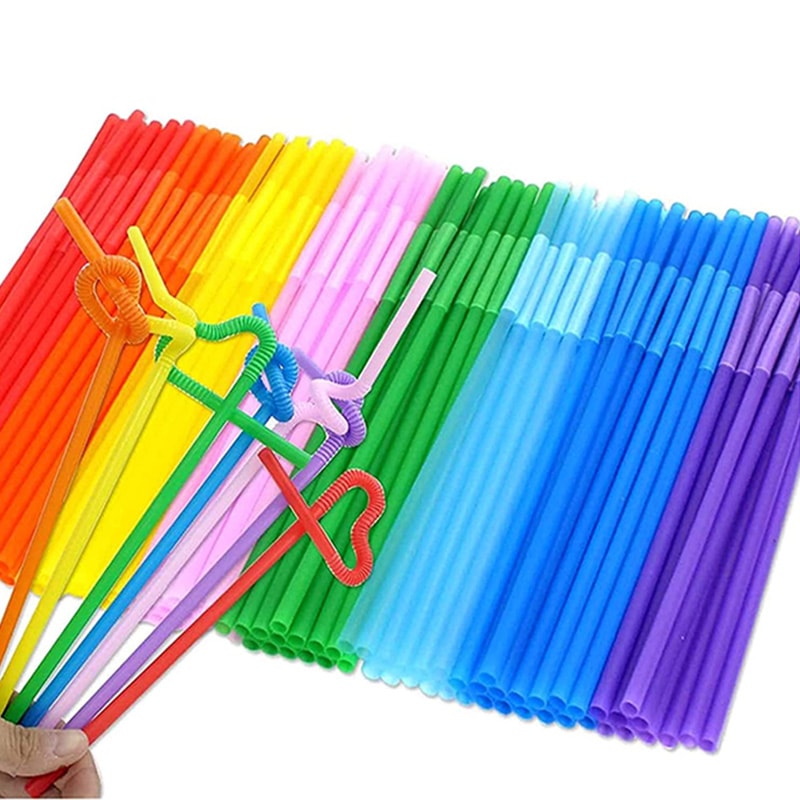 Premium Party Disposable Bendable Plastic Straws Pack