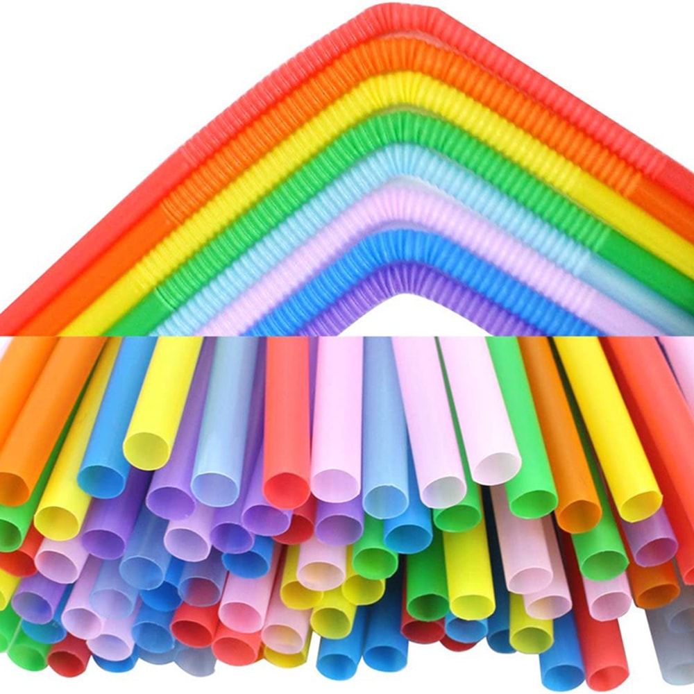 Premium Party Disposable Bendable Plastic Straws Pack