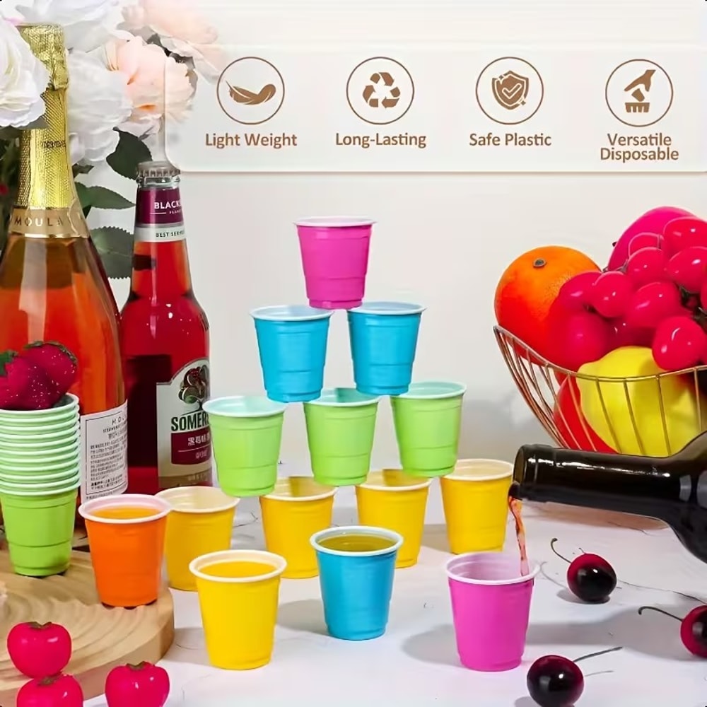 Mini Disposable Party Shot Cups Random Colors For Events Celebrations 2