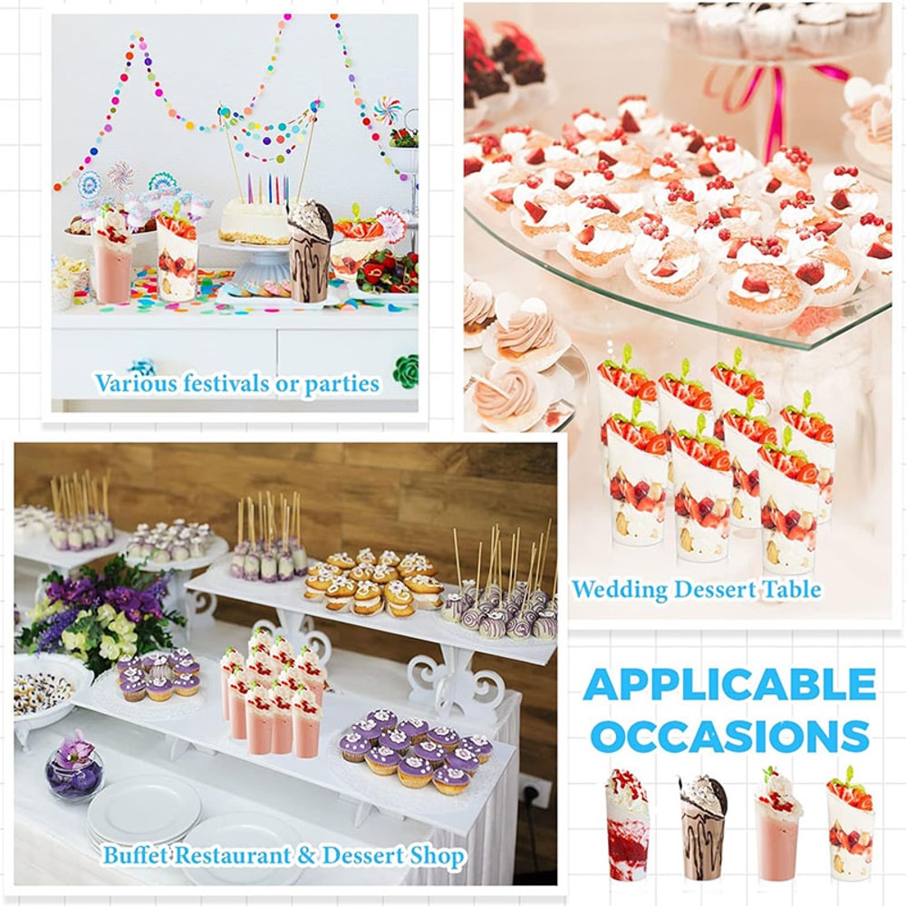 Premium Clear Disposable Dessert Cups With Spoons Party Packaging Supplies 2