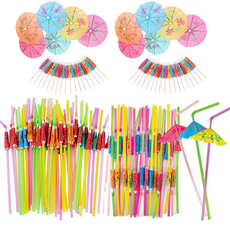 Premium Party Cocktail Umbrella Straws Tropical Drink Party Decoration Set 1