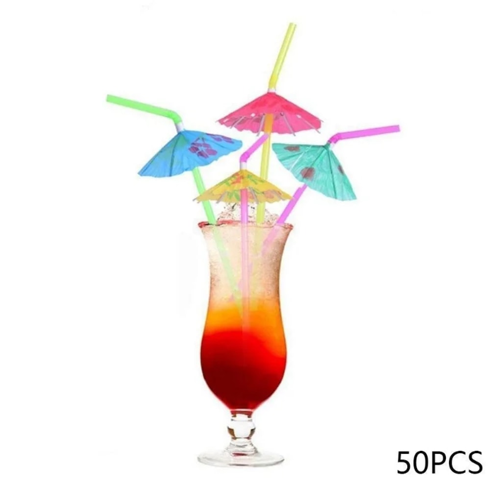 Premium Party Cocktail Umbrella Straws Tropical Drink Party Decoration Set 6
