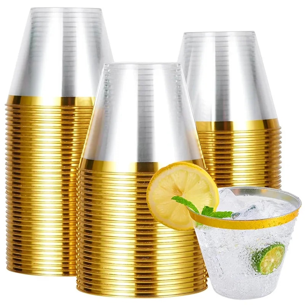 Premium Disposable Clear Plastic Champagne Cups Party Event Drinkware 0