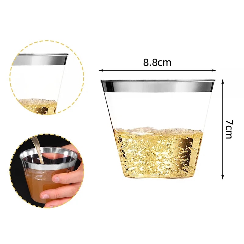 Premium Disposable Clear Plastic Champagne Cups Party Event Drinkware 6