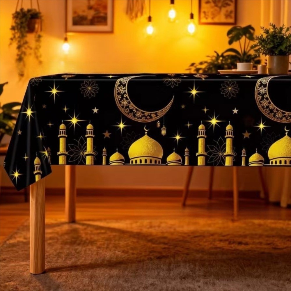 Premium Eid Tablecloth Waterproof Disposable Ramadan Decorations Party Supplies 3