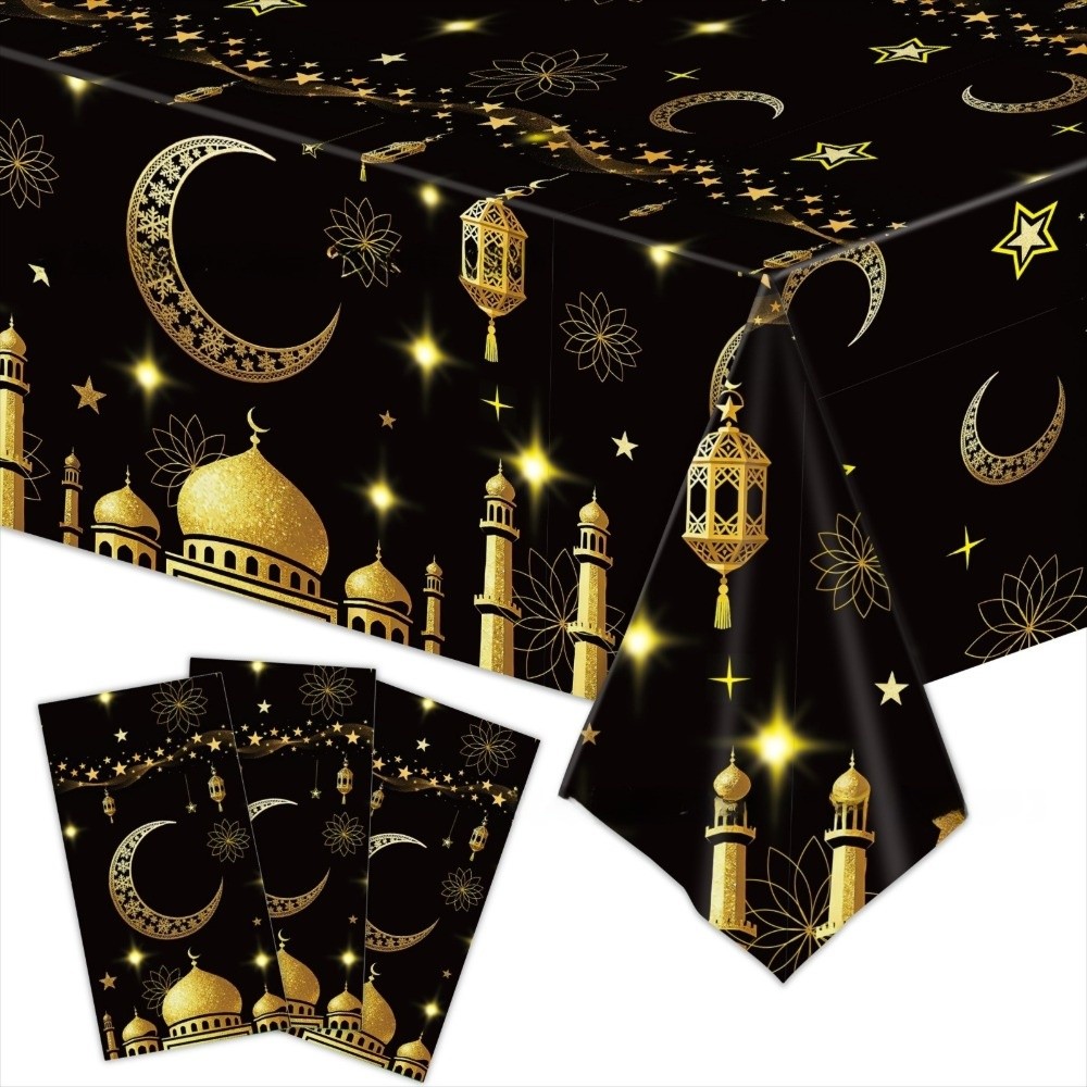 Premium Eid Tablecloth Waterproof Disposable Ramadan Decorations Party Supplies 6