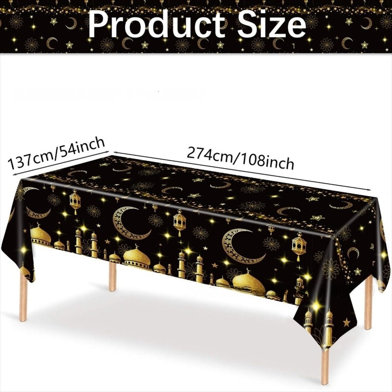 Premium Eid Tablecloth Waterproof Disposable Ramadan Decorations Party Supplies 5