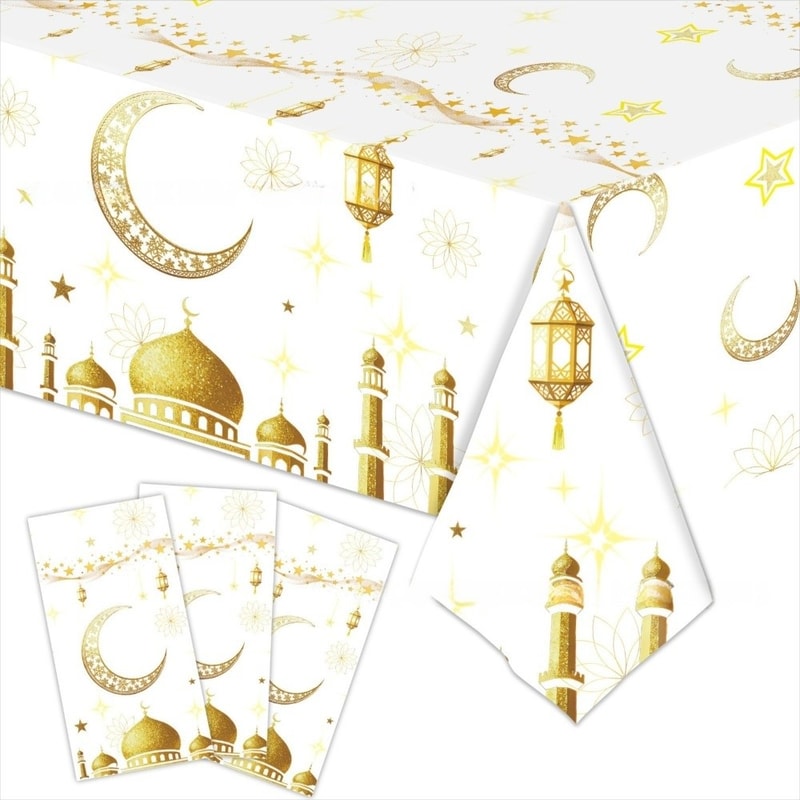 Premium Eid Tablecloth Waterproof Disposable Ramadan Decorations Party Supplies 7