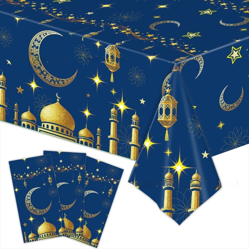 Premium Eid Tablecloth Waterproof Disposable Ramadan Decorations Party Supplies 9