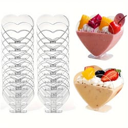 heart shaped mini clear dessert cups portable party & tasting disposable cups