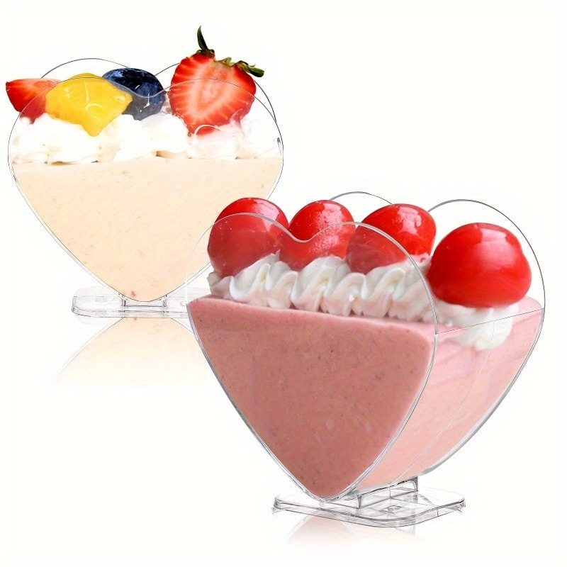 Heart Shaped Mini Clear Dessert Cups Portable Party & Tasting Disposable Cups