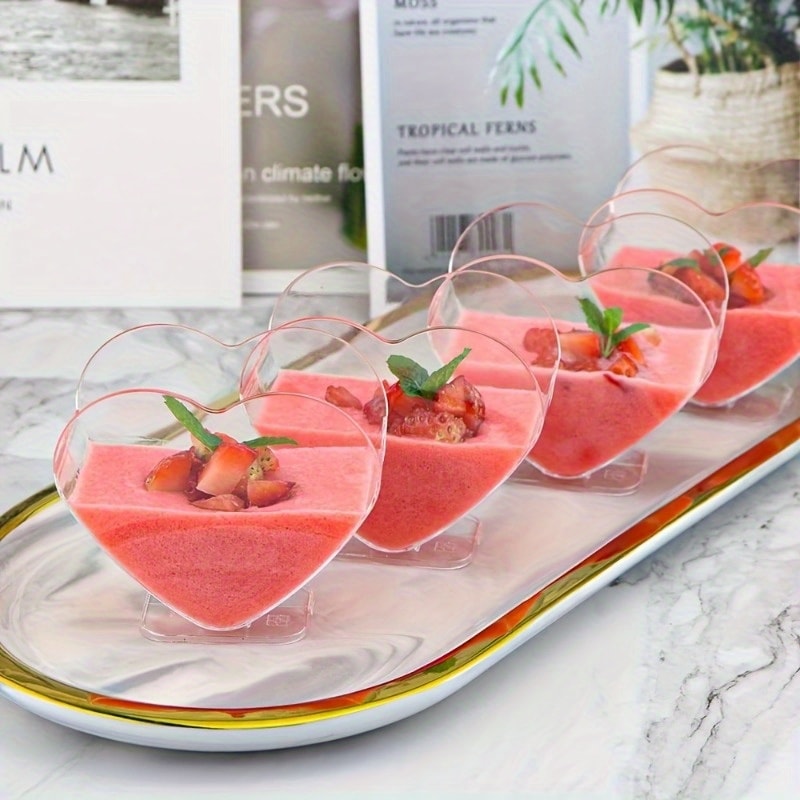 Heart Shaped Mini Clear Dessert Cups Portable Party & Tasting Disposable Cups