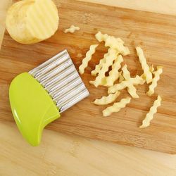 Potato Cutter Chip French Fry Maker Stainless Steel Wavy Knife French Fries Chopper kitchen Knife Chopper French Fry Mak