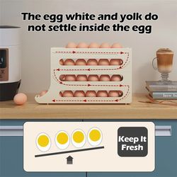 Automatic Scrolling Egg Holder: Large Capacity Refrigerator Egg Storage Box