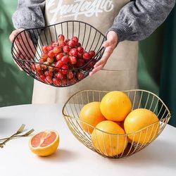 Metal Fruit Basket: Modern Wire Snack Bread & Vegetable Storage Bowls