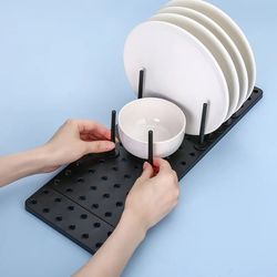 adjustable telescopic dish drying rack: kitchen organizer for bowls, pots, and lids
