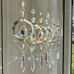 crystal circle sun catcher wind chime rainbow prism pendant