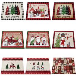 Linen Christmas Faceless Gnome Table Mat Set for Festive Kitchen Decor