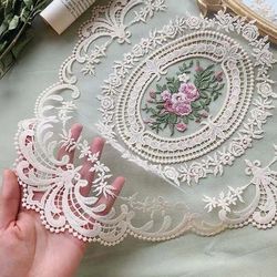 Embroidered Round Lace Tablecloth: Elegant Dining Table Cover & Decor Set