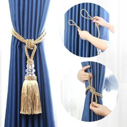 Crystal Beaded Gold Cord: Tassel Curtain Tieback & Room Accessories