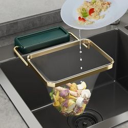 foldable kitchen sink filter rack: strainer mesh bag stand, waste garbage net shelf, anti