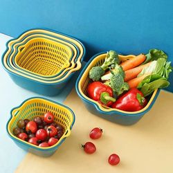 double layer food drain basket for kitchen washing and draining