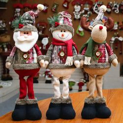 Christmas Dolls Tree Decor: Reindeer, Snowman, Santa Claus Standing Dolls - Navidad Decoration Merry Christmas 2023