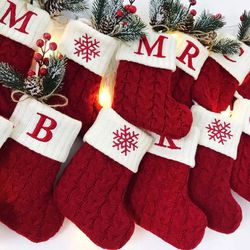 Christmas Alphabet Knitting Socks Tree Ornaments Decorations Home 2022 Navidad Noel 2023 Xmas Gift
