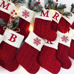 christmas alphabet knitting socks tree ornaments decorations home 2022 navidad noel 2023 xmas gift