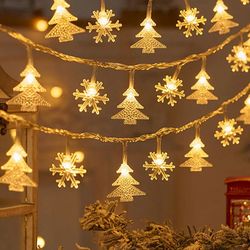 2023 Christmas LED String Lights: Tree Snowflake Decoration for Home Navidad Xmas - Fairy Light Pendant