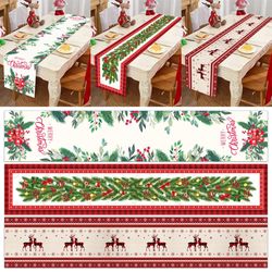 Christmas Table Runner Home Decor 2023 Navidad Noel Xmas Gift Cristmas Tablecloth New Year 2024